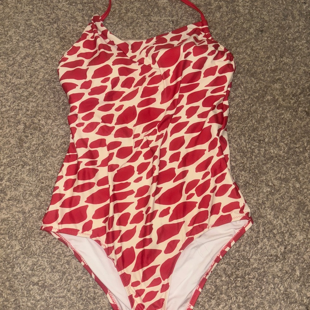 Anthropologie Red and White One Piece Swimsuit